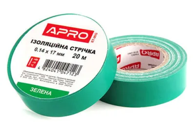 Ізоляцiйна стрiчка  зелена 0.14х17 мм 20 м  APRO [10]