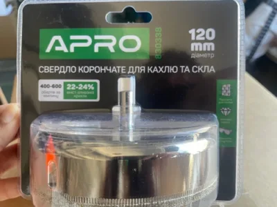 Свердло трубчате з алмазним напиленням для скла і кахлю 120 мм Apro