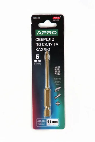 Свердло по склу і кахлю 4 грані HEX 5 мм PRO Apro