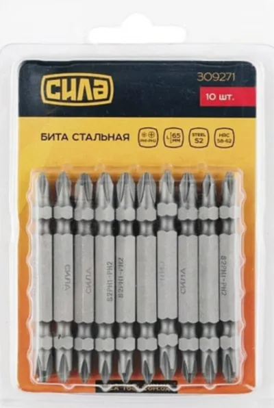 Біта 2-х стороння РН1-РН2*65мм, 10шт/уп