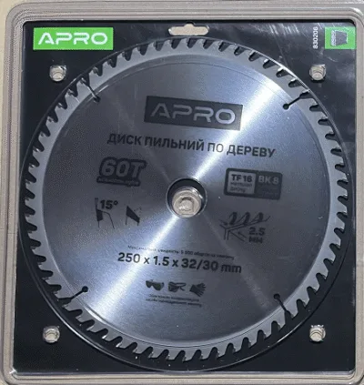 Диск пильний по дереву 250х32(30)х60Т  APRO