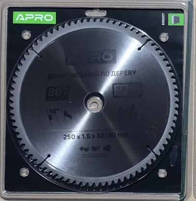 Диск пильний по дереву 250х32(30)х80Т  APRO