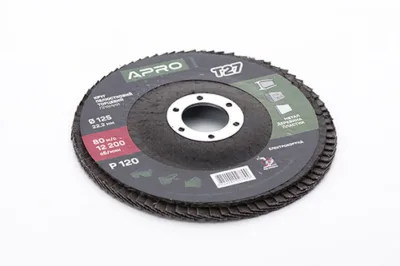 Круг пелюстковий торцевий APRO T27, 125x22мм, Р120 [10]
